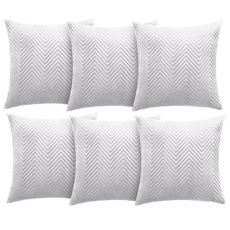Aspire Homeware Embossed Square Velvet Cushion Cover, Silver, Pack of 6