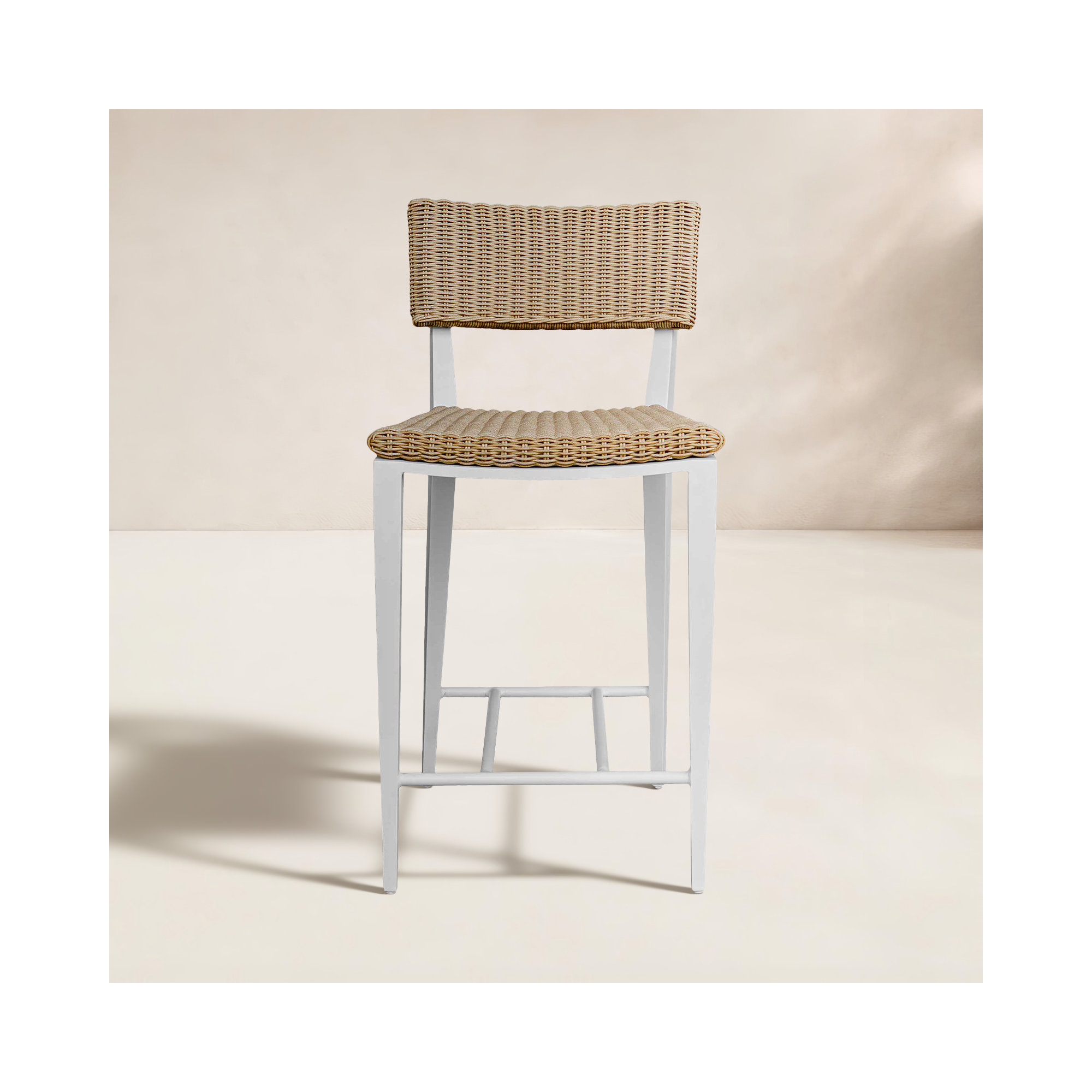Coleston White Outdoor Counter Stool, White, Tan, 26.5"