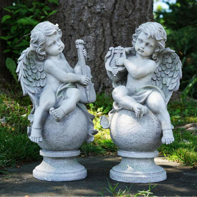 Ensemble de 2 statues de jardin 2 pièces 15,25 po