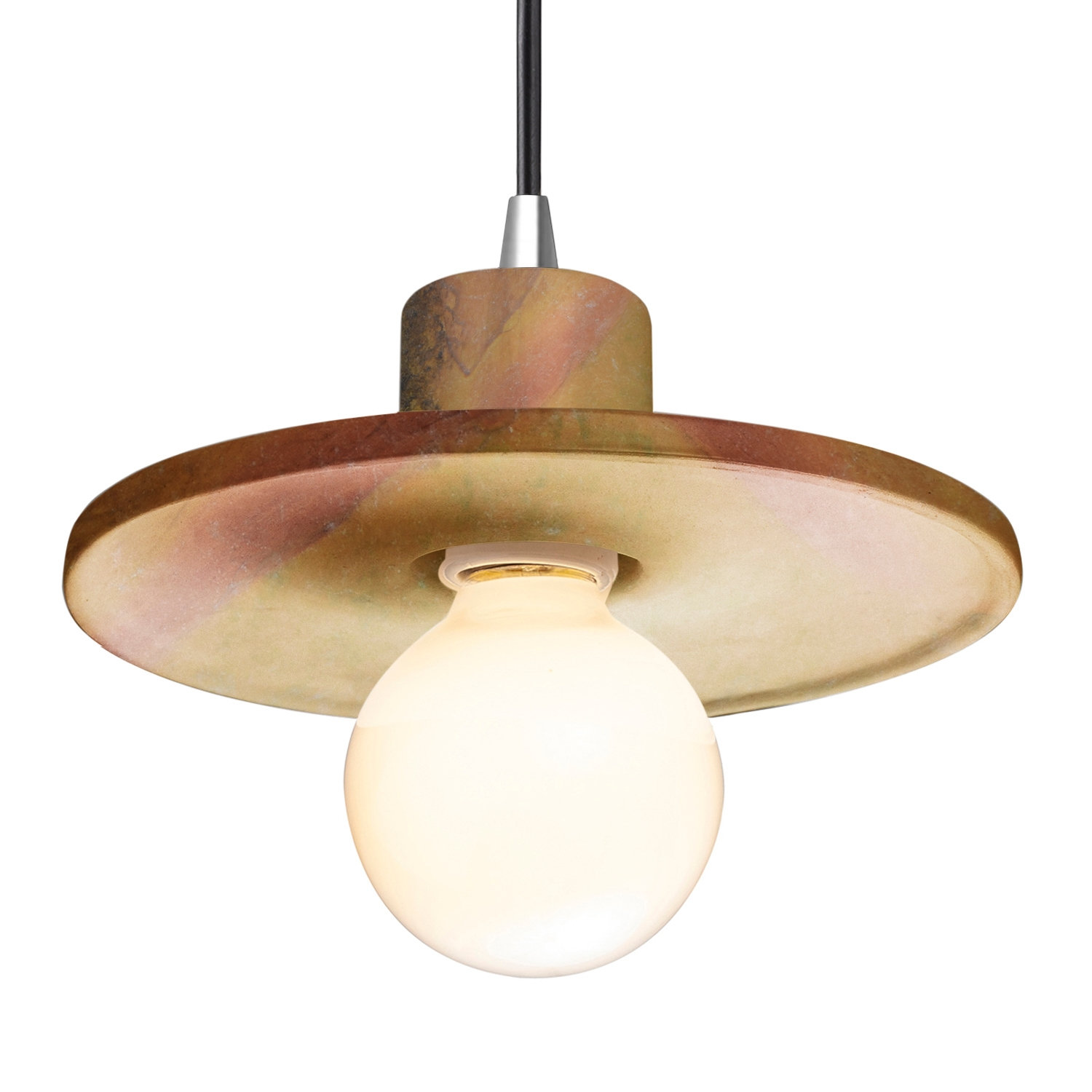 Marlena Dimmable Single Light Pendant, Harvest Yellow Slate, Polished Chrome