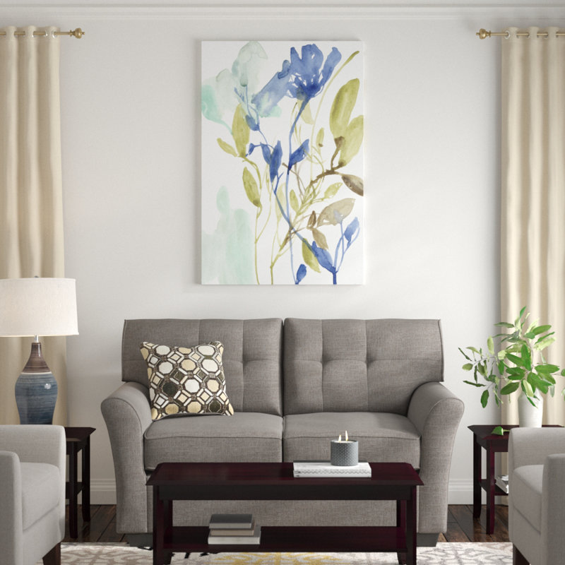 «Cobalt & Olive Bouquet II» par Jennifer Goldberger, reproduction d'art sur toile tendue, H 48 po x l 32 po