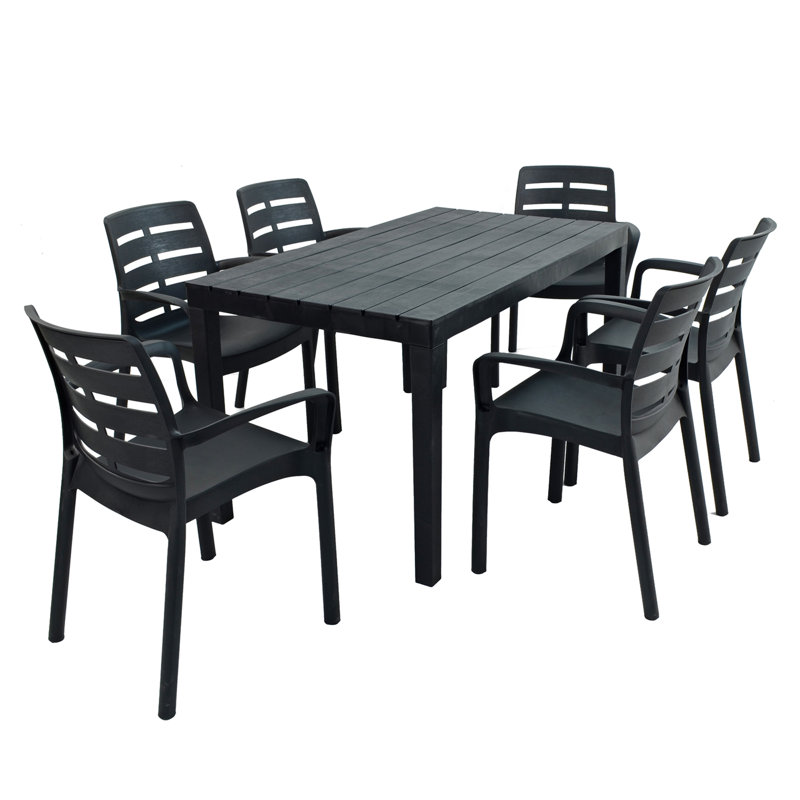 Roann Rectangular Table with 6  Chairs Garden Set
