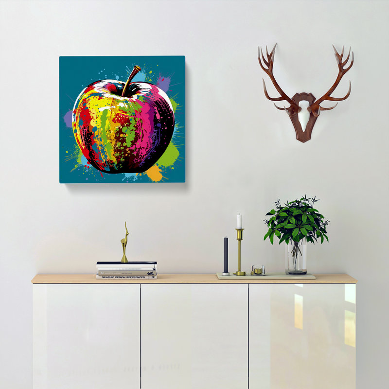 Apple Pop Art - Wrapped Canvas - Framed Print, 50cm H x 50cm W x 3cm D