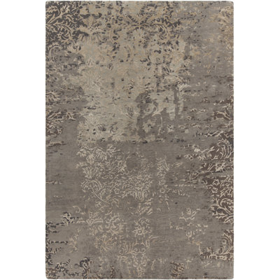 Tapis abstrait en laine touffeté à la main gris et bleu doux Knightsville