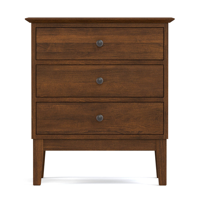 Origins 3 - Drawer Solid Wood Nightstand, Bronze