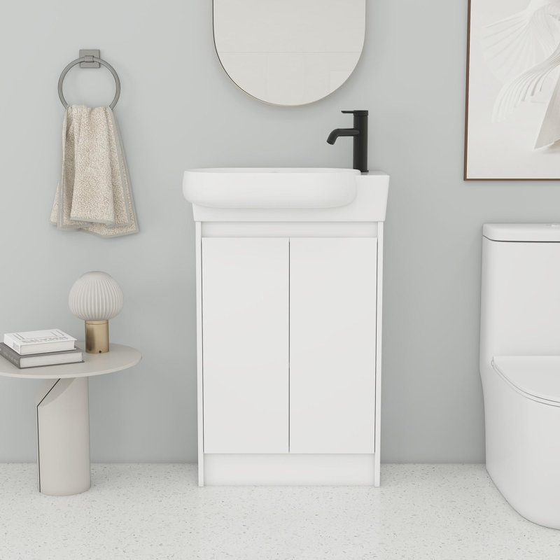 Ensembles de meuble-lavabo de salle de bain, Blanc lustré
