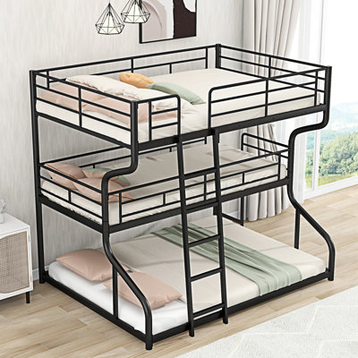 Triple Bunk Bed With Long And Short Ladder