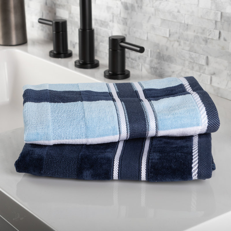 Ensemble de serviettes 6 pièces - Accessoires de salle de bain en coton absorbant avec serviettes de bain, serviettes à main et débarbouillettes - Serviettes unies et rayées de Lavish Home
