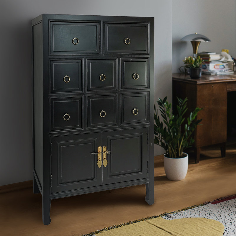 Commode d'appoint 8 tiroirs Rushmore, Noir