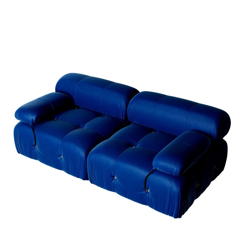 Causeuse cylindrique 69,3 po Jesse, Velours bleu