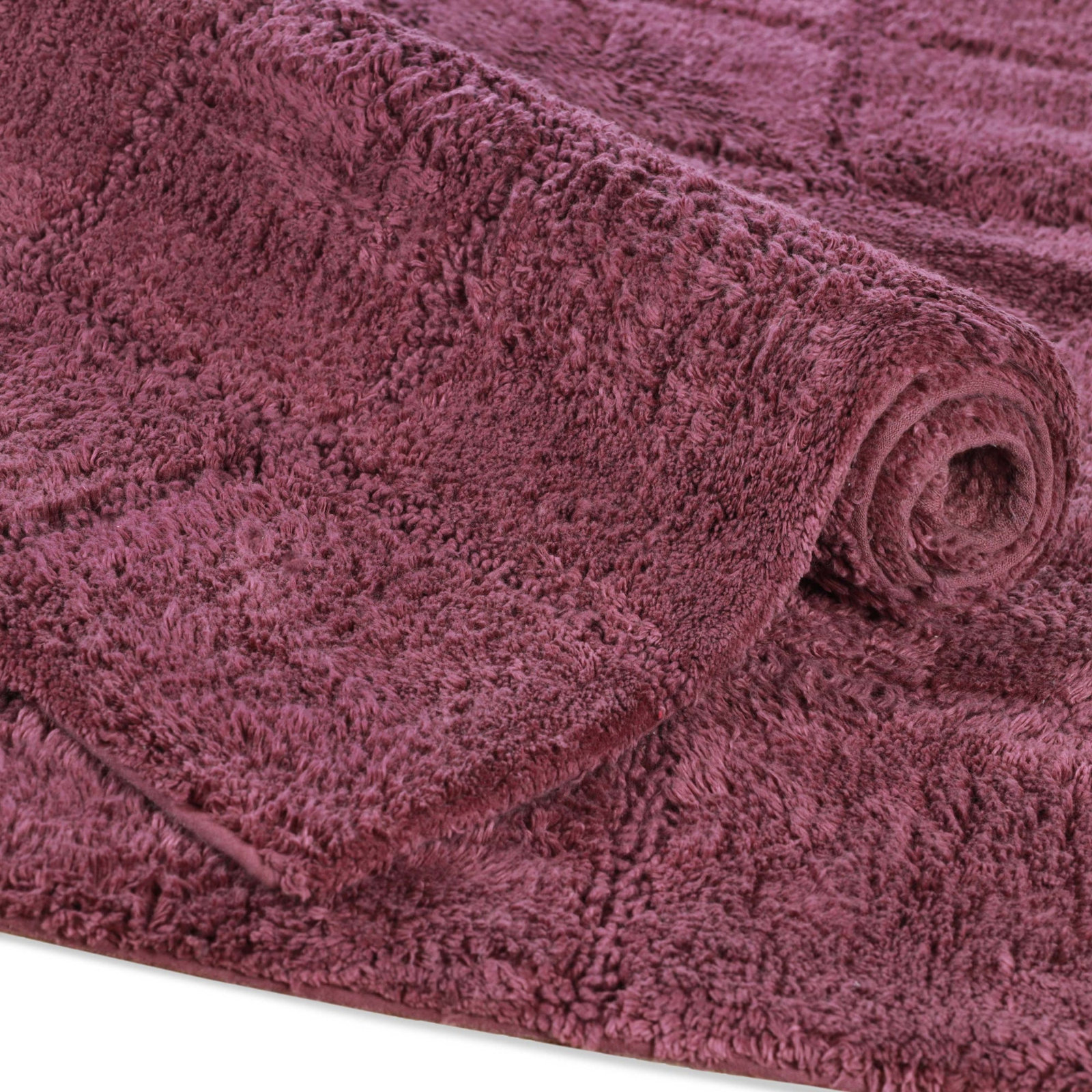 Checkered Cotton Bath Rug, Checkers Plum