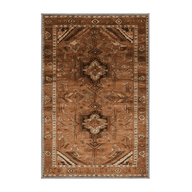 Tapis brun lavable à la machine, Rectangle 5 pi x 7 pi