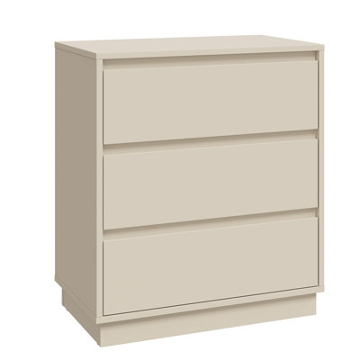 Grand ensemble de 2 commodes à 3 tiroirs, table de chevet moderne pour chambre à coucher, table de chevet large avec système coulissant dissimulé, commode en bois pour le salon, vestibule, beige