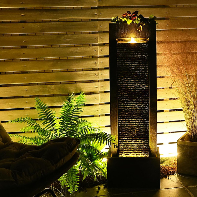 Nellysford Hand Crafted Weather Resistant Floor Fountain with Light