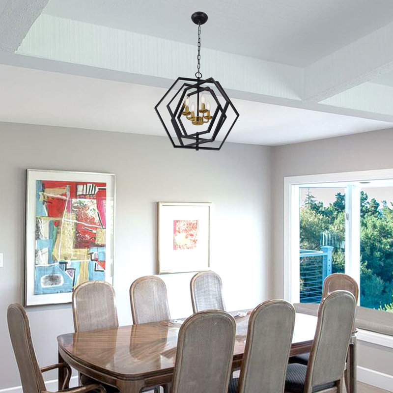 20" DIY Multi-Tier Matte Black Pendant Light w Adjustable Shades, 4-Lights and Adjustable Hanging Chain