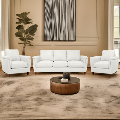  Ensemble de salon en cuir véritable 3 pièces Rambrij
