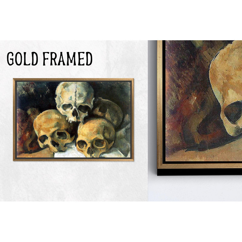 «Cezanne Pyramid of Skulls», impression artistique élégante sur toile encadrée dorée 1P