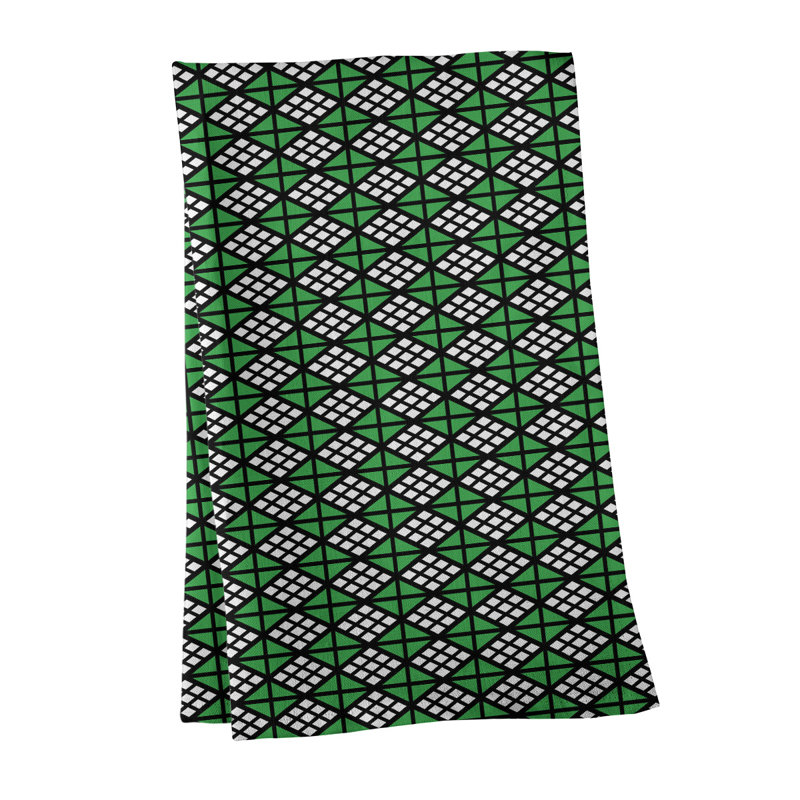 Torchon Suoz Classic Diamonds, Sergé de coton, Vert / Noir