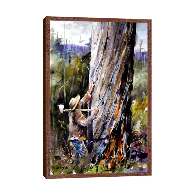Man VS Nature by Dean Crouser - Print on Canvas, 66.04 cm H x 45.72 cm W, Classic Brown Wood Framed