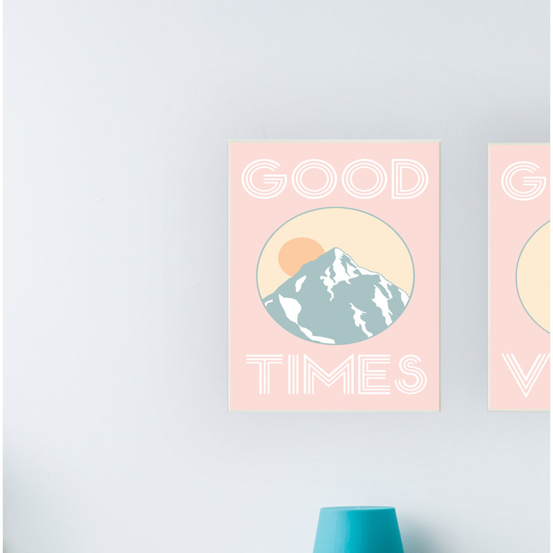 «Good Times Mountain Pink» par Daphne Polselli - impression d'art textuel, Toile tendue, H 20 po x l 16 po