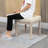 16" Vintage Ottoman, Tufted Foot Stool With Upholstered Seat, Rustic Wood Legs