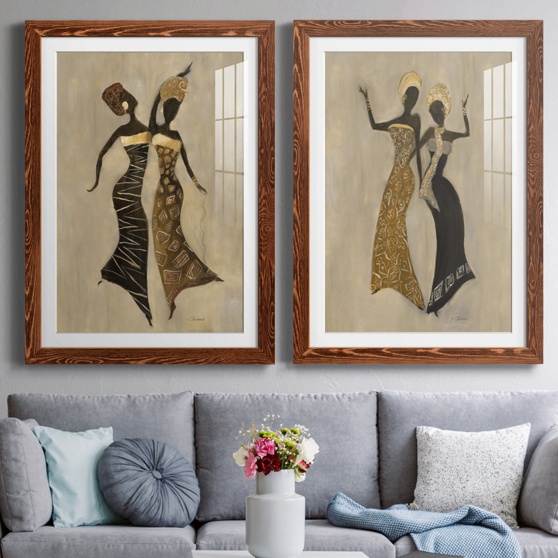«Celebration I», ensemble de 2 reproductions d'art, H 31,5 po x l 47 po x P 1,5 po, Papier avec cadre érable, Blanc