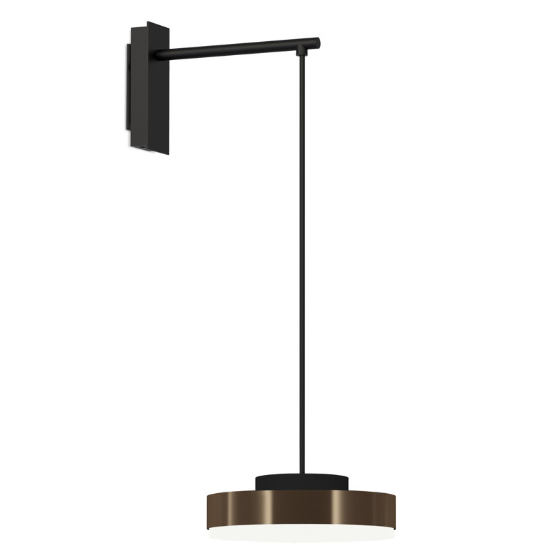 Discus Wall Lamp, Matt Black Silk Lacquered, Brushed Bronze Nickel