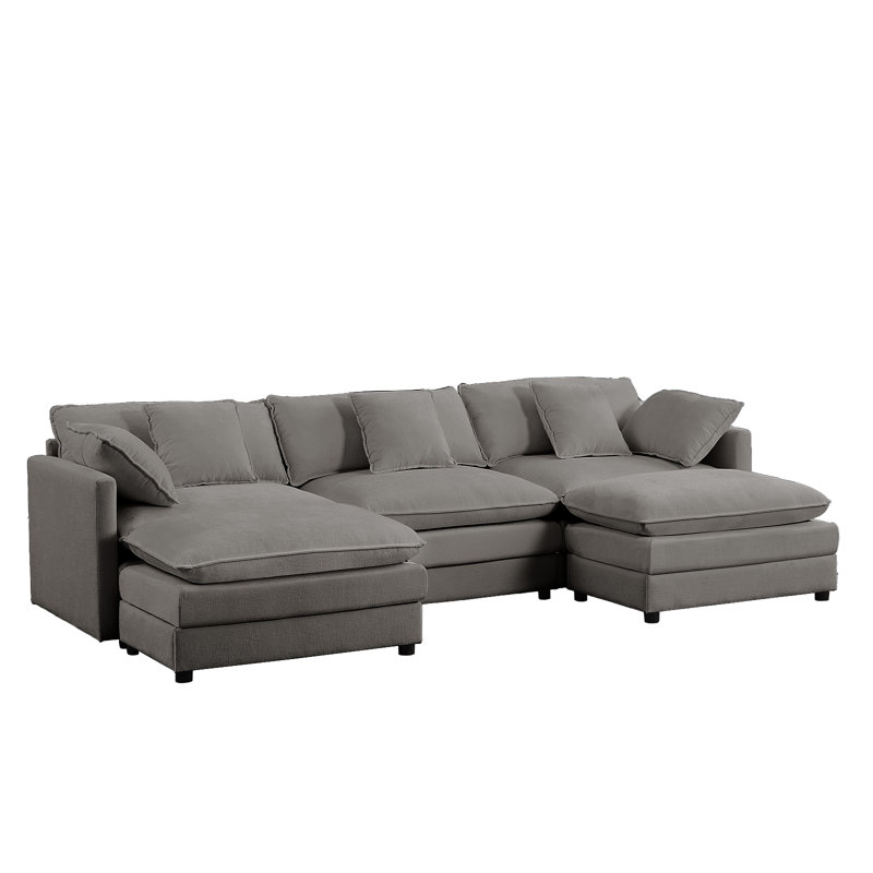 Ensemble de canapé surdimensionné en U de 112,6 po à 5 places, canapé en chenille avec coussins double couche et dossiers ergonomiques