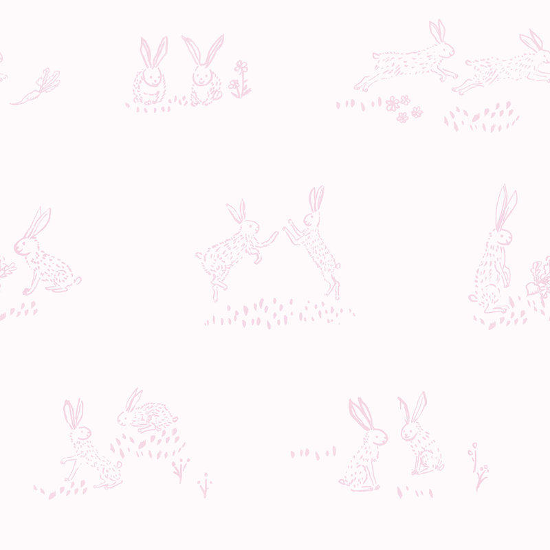 Rouleau de papier peint L 33 pi x l 20,5 po Yuki Osada Bunny High Five, Rose