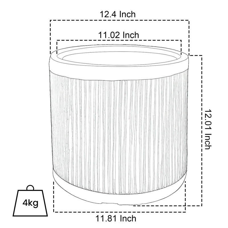 Round Grey Striped  Handmade Pot Planter