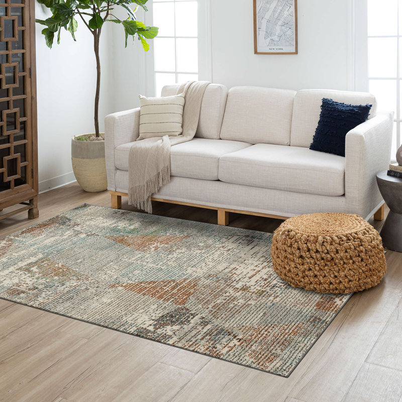 Attlee Grey Modern Abstract Geometric Area Rug, Rectangle 7'10" x 10'