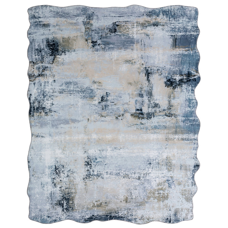 Abstract Area Rug in Gray, Novelty 7'9" x 9'9"