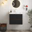 Meuble-lavabo mural 24 po noir et noyer moderne avec lavabo intégré en céramique avec trop-plein 24 po-271267173-271267096