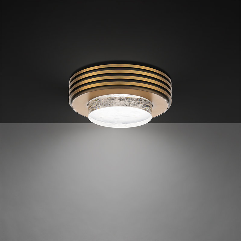 Zircle 1 Light Crystal LED Flush Mount, Aged Brass