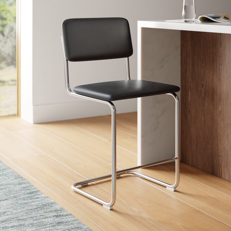 Walsh Vegan Leather Bar & Counter Stool, Midnight Black Vegan Leather, Counter Stool (24” Seat Height)