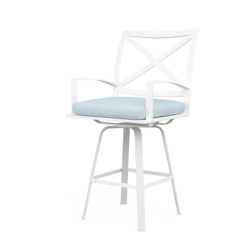 Bristol Outdoor Swivel Bar Stool, Bar Stool (30” Seat Height), Canvas Skyline Sunbrella®