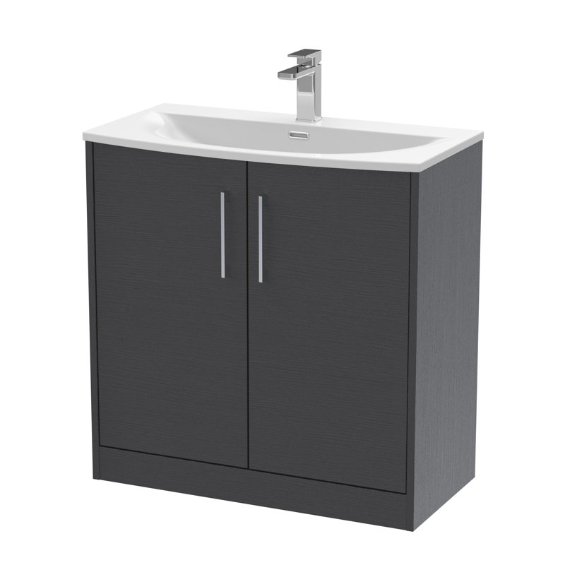 Juno 800mm Single Bathroom Vanity with Integrated Vitreous China Basin, Graphite Grey