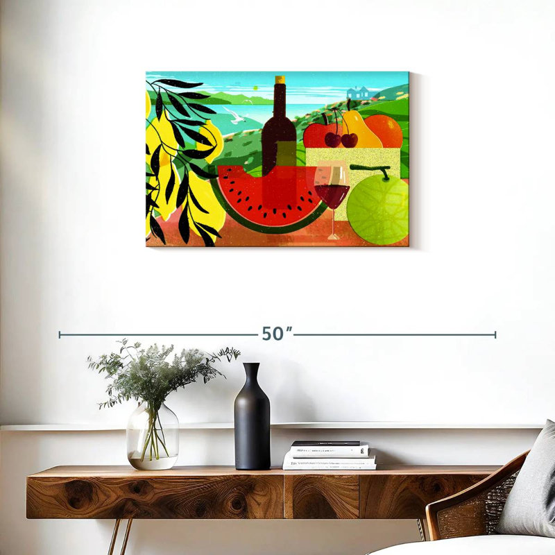 Yarlin, fruits et vin, H 20 po x l 30 po