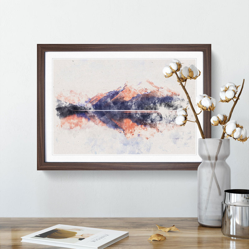 Mountain Sunshine in Canada - Framed Print, 62cm H x 87cm W x 2cm D, Walnut Framed