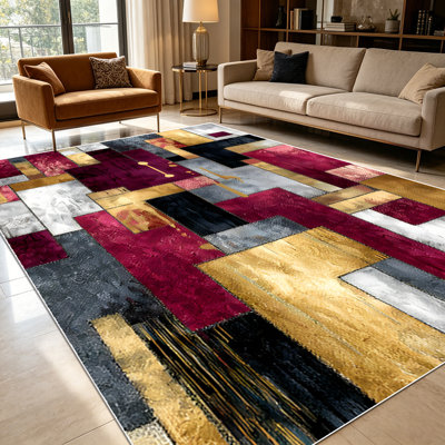 Tapis à motif géométrique marron foncé abstrait de 1 pièce pour le salon, doux et confortable, adapté à toutes les saisons, facile à entretenir, lavable à la machine, convient pour la salle à manger, la chambre à coucher, le vestibule, la cuisine, la décoration intérieure et extérieure.