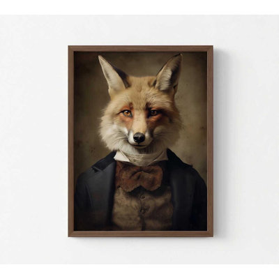 Reproduction d'art d'un renard: style rétro, encadré ou non