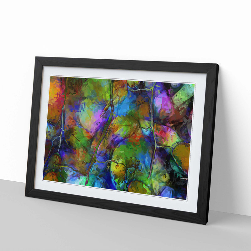 Rainbow Leaf Abstract in Abstract - Picture Frame Painting Print, Black, 40cm H x 60cm W x 2cm D