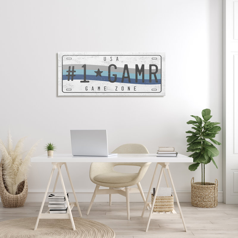 # 1 GAMR Blue Wave Rainbow Plaque de licence, ferme rustique encadrée, art texturé par Daphne Polselli, H 20 po x l 48 po