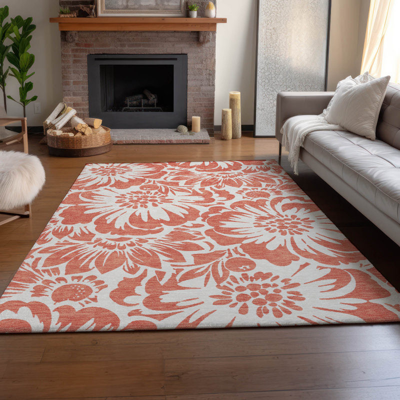 Tapis saumon de qualité supérieure lavable à la machine 3 pi x 5 pi Cerrito AMF551, Rectangle 2 pi 6 po x 3 pi 10 po
