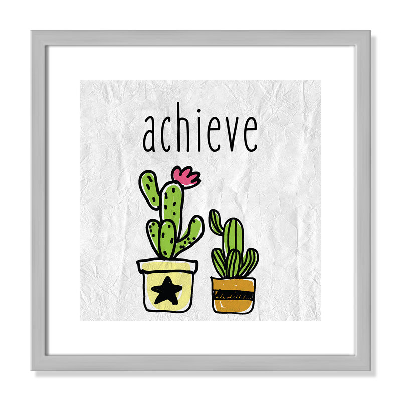 Impression sur papier Cacti C, Encadré de boîte argent, H 16 po x l 16 po x P 1,18 po