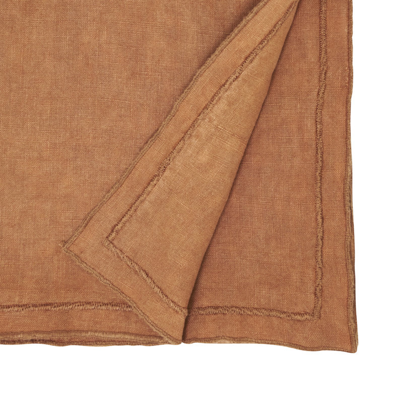Aneta Stonewashed Overlock Edge Table Runner, Orange