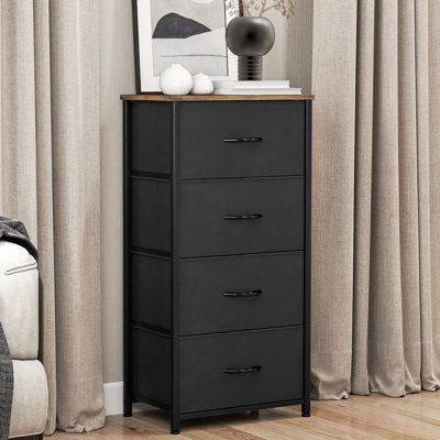  Ensemble 2 pièces commode à 4 tiroirs l 17,7 po avec tiroirs de rangement pliables