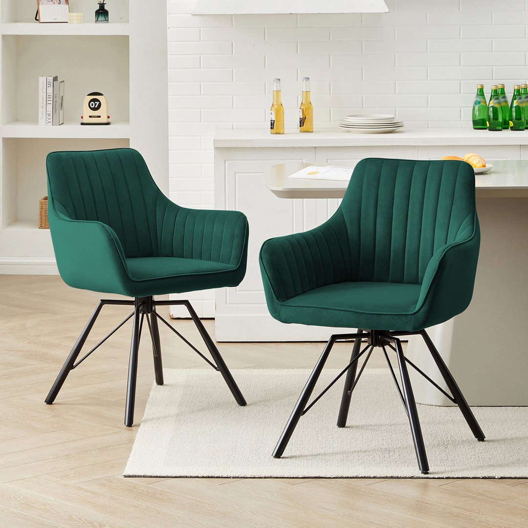 Set Of 2 Kitchen Chairs, Velvet Upholstered Chairs,Grey