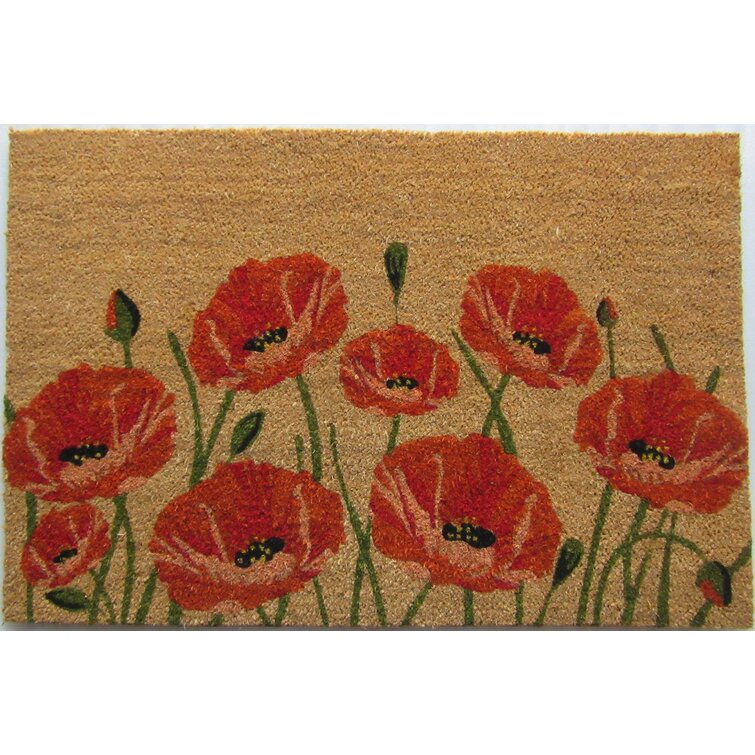 Natural Coir Blossoming Floral Outdoor Rectangular Welcome Doormat 18 x  30