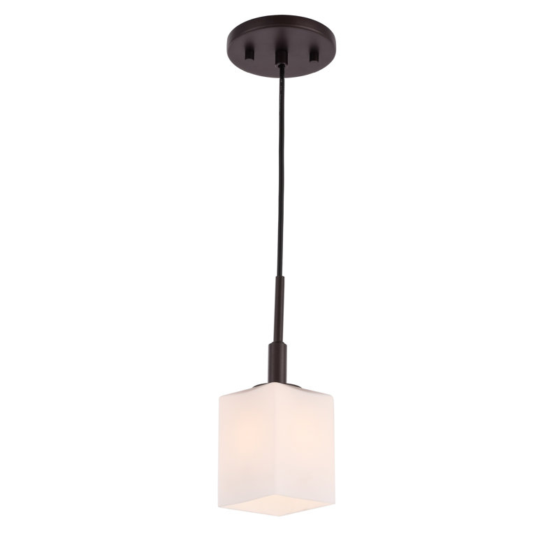 Luminaire suspendu carré 1 lumières Thiede, Halogène, Bronze